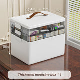 Moonval Medicine Organizer, 3-Tier Portable First Aid Storage Box with Leather Handle for Home