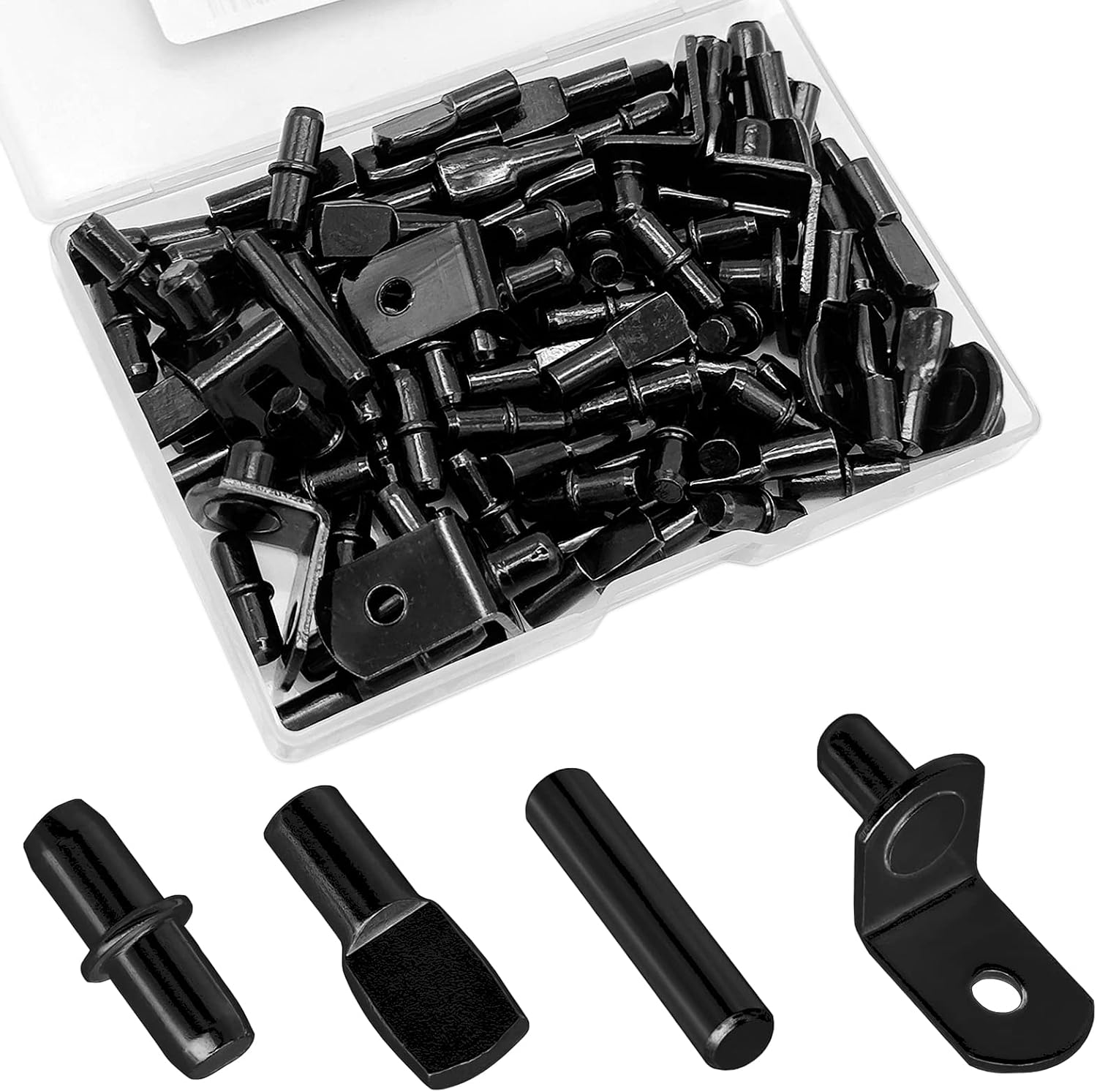 Moonval Shelf Pins Kit, 104-Piece Nickel-Plated Shelf Support Pegs Set for Cabinets & Bookshelves