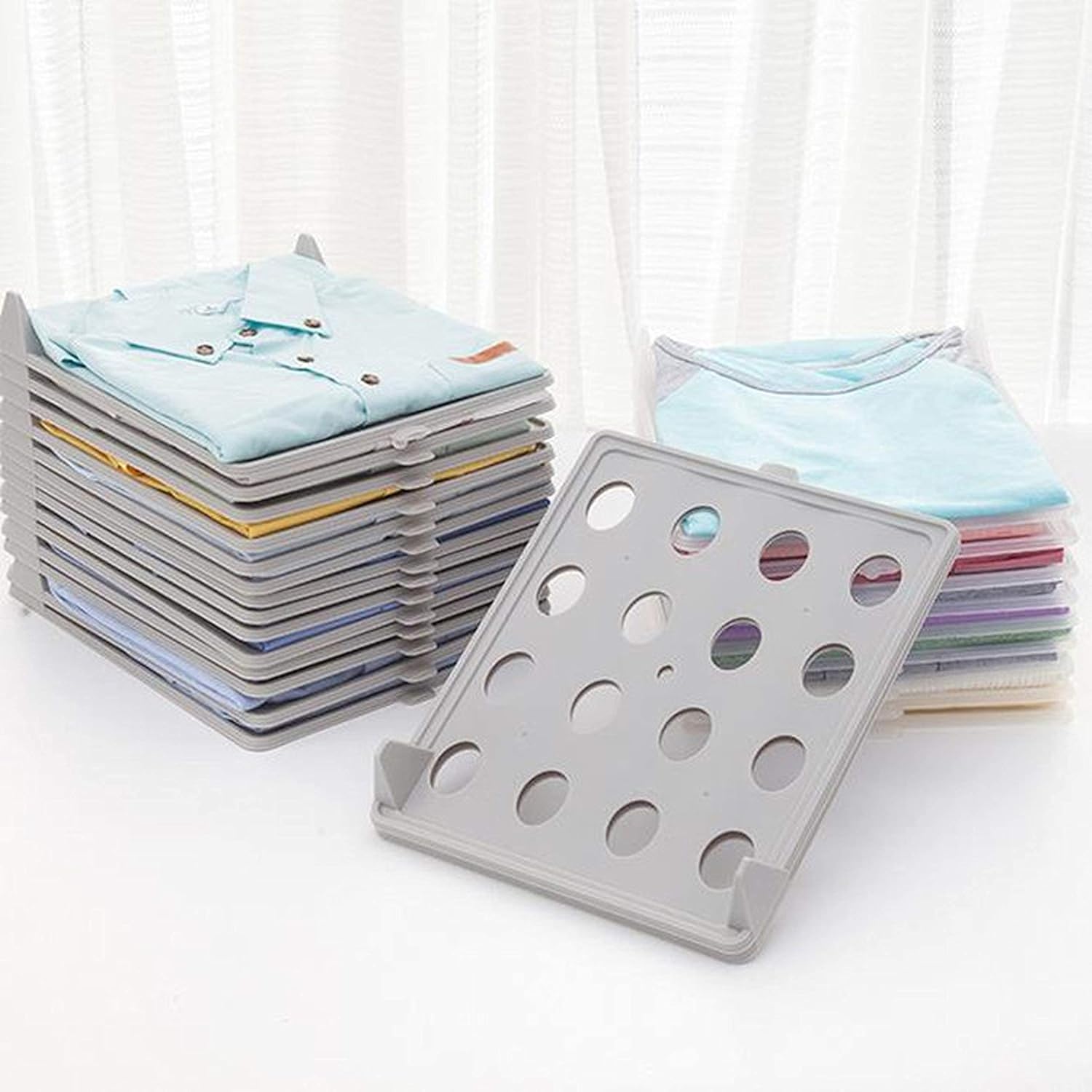 Moonval T-Shirt Organizer Set, 10-Pack Stackable Clothes Folding Boards for Closet Storage