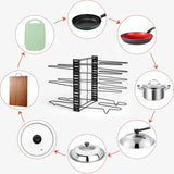Moonval Adjustable Pot & Pan Organizer Rack, 2-in-1 Kitchen Cookware Storage Stand