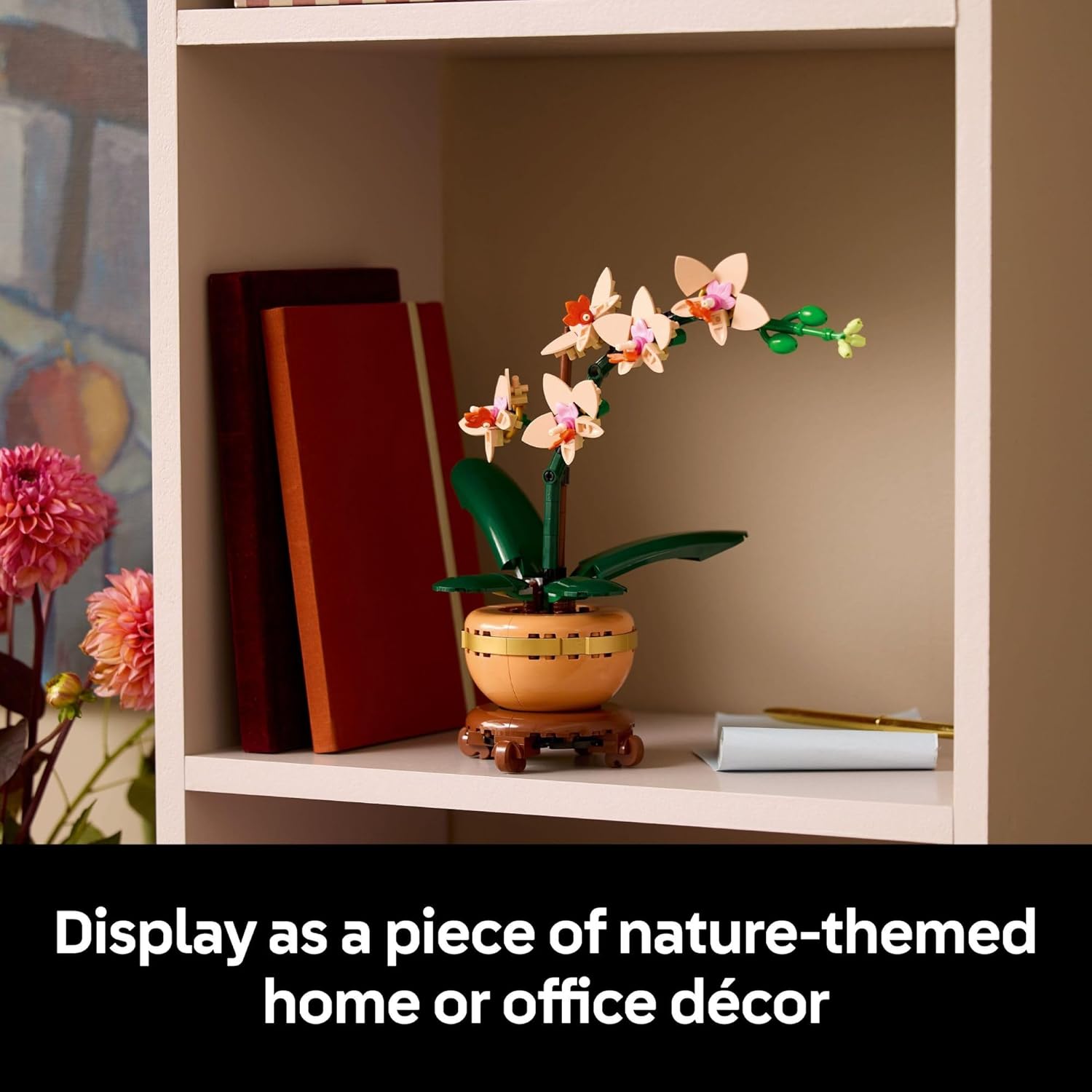 Moonval Mini Orchid Building Set, Decorative Artificial Flower Brick Kit for Home & Office Decor