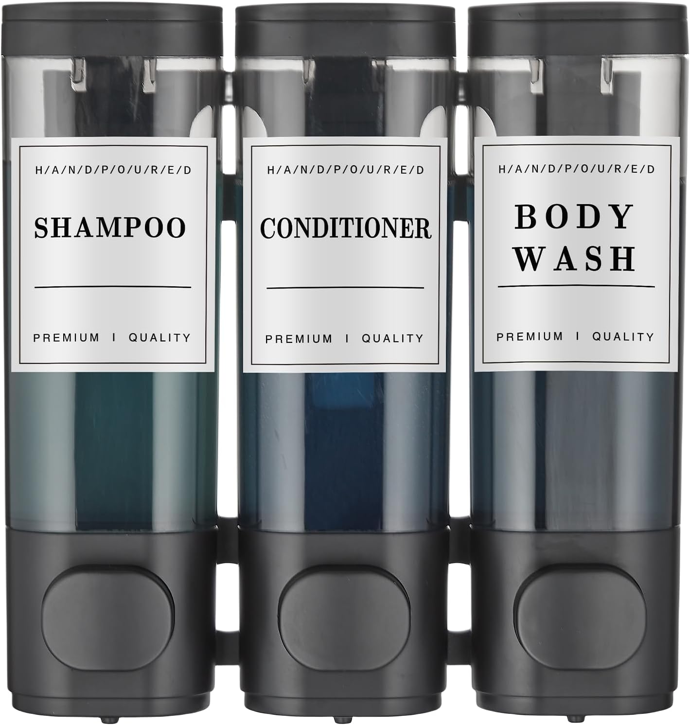 Moonval 3-Chamber Shower Dispenser, No-Drill Wall-Mounted Shampoo & Soap Organizer