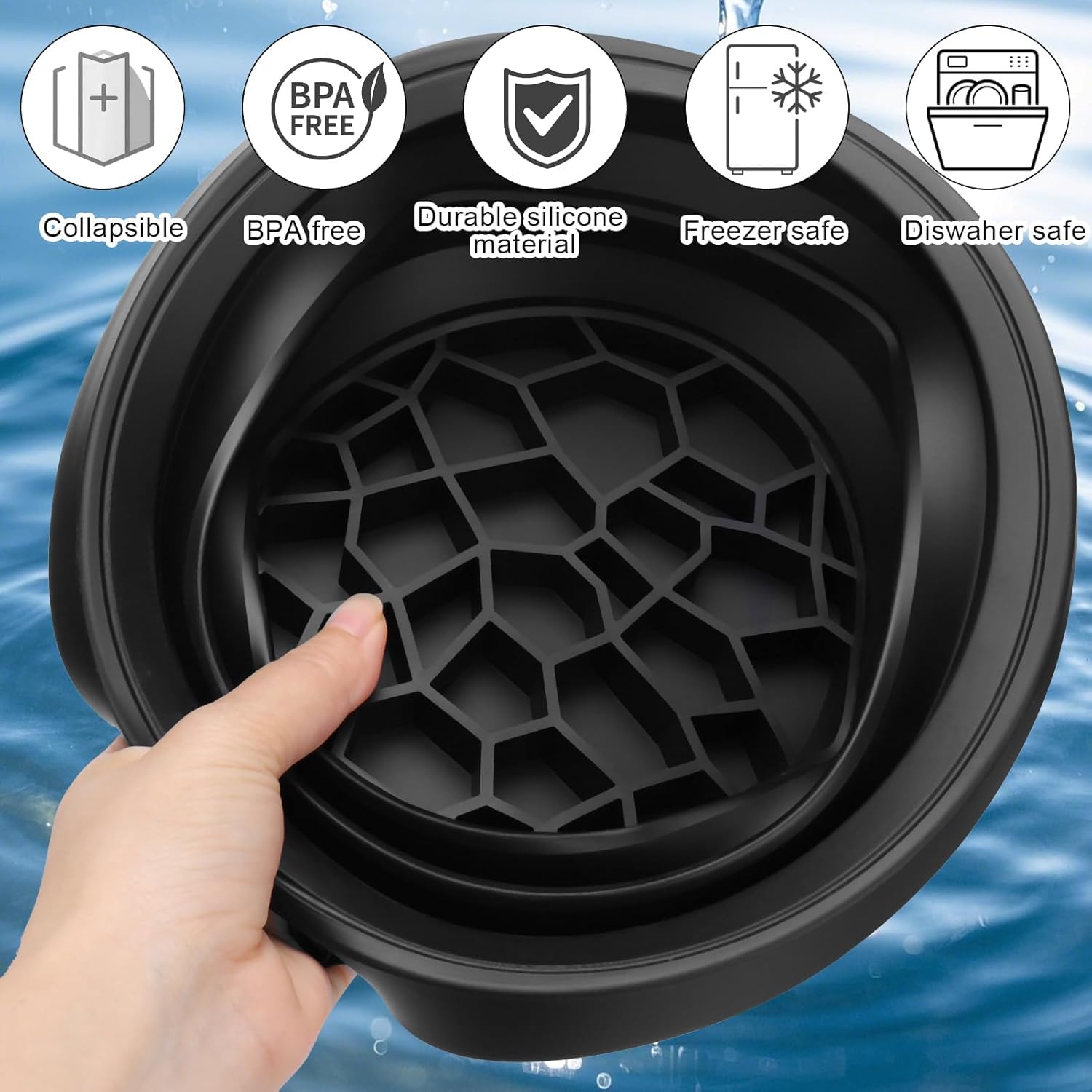 Moonval Collapsible Silicone Facial Ice Bath Bowl, Portable Face Cooling Basin