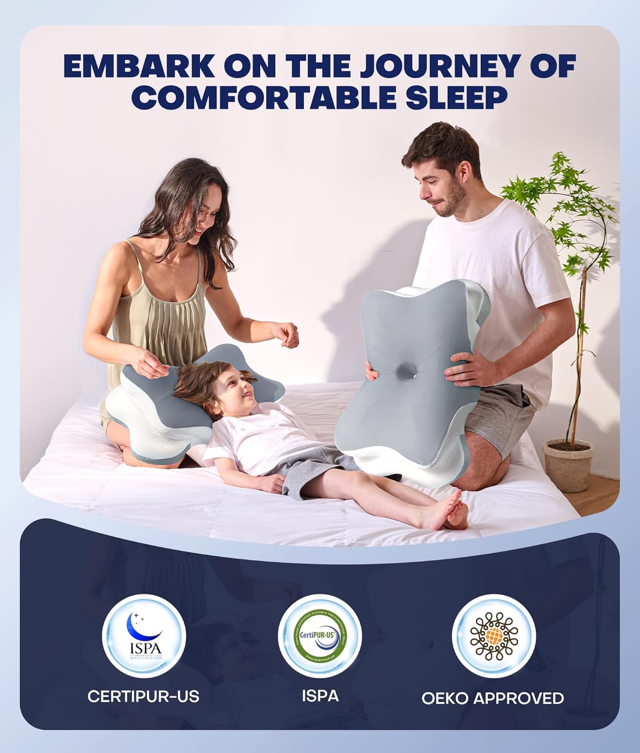 Moonval Memory Foam Bed Pillow, Ergonomic Contour Cooling Pillow for Side, Back & Stomach Sleepers