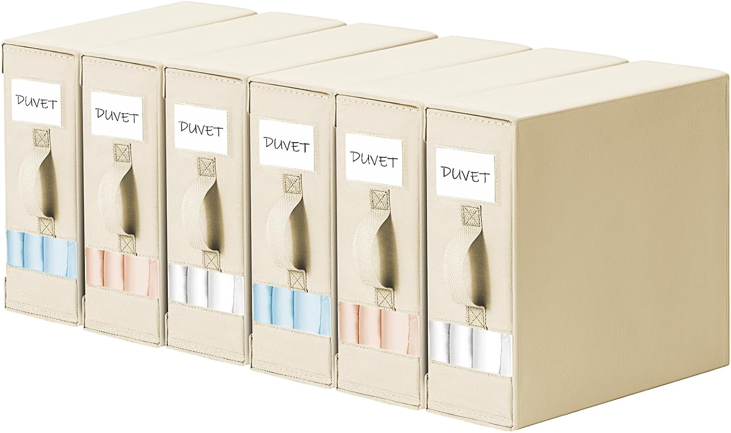 Moonval Bed Sheet Organizers, 6-Pack Foldable Linen Storage Boxes for Bedding, Blankets & Towels