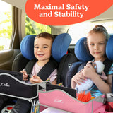 Moonval Kids Travel Tray, Car Seat Activity Lap Desk with Storage Pockets, Activity Sheets & Pens