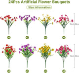 Moonval Artificial Daisy Flowers, 24 Bundles UV-Resistant Faux Outdoor Plants for Home & Garden Decor