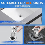 Moonval Bathroom Sink Drain Strainer, 2-Pack Pop-Up Sink Stopper with Removable Stainless Steel Hair Catcher