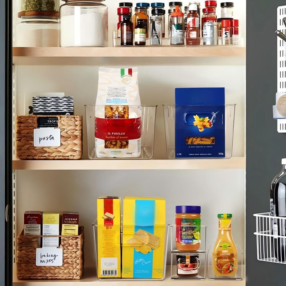 Moonval Clear Storage Bins, 8-Pack Stackable Pantry Organizers for Kitchen, Cabinets & Home Storage