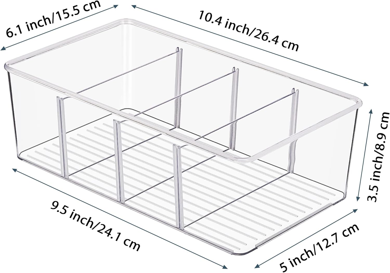 Moonval Food Storage Organizer Bins, Clear Pantry Containers with 4 Compartments for Snacks & Packets