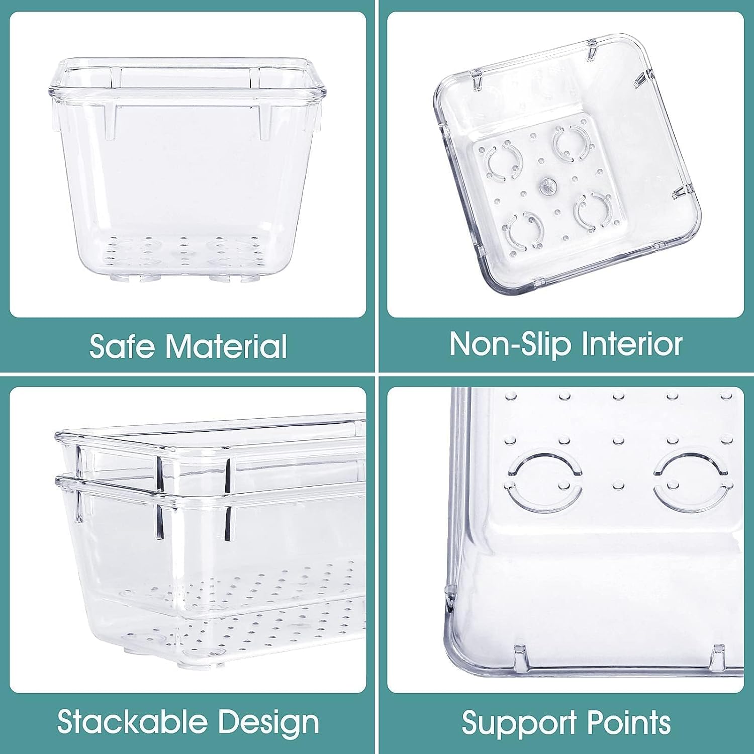 Moonval Clear Drawer Organizer Set, 25-Piece Plastic Storage Trays for Kitchen, Bathroom & Office
