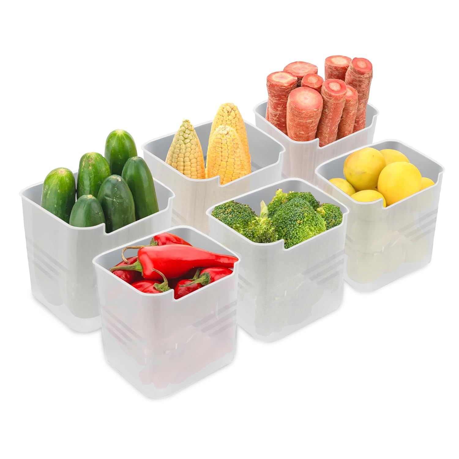 Moonval Refrigerator Organizer Bins, Open-Front Fridge & Pantry Containers, 6-Pack