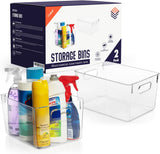 Moonval Clear Plastic Storage Bins, Stackable Pantry & Cabinet Organizer Containers