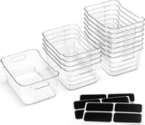 Moonval Clear Storage Bins, 12-Pack Multi-Purpose Organizers with Labels for Pantry, Kitchen & Fridge