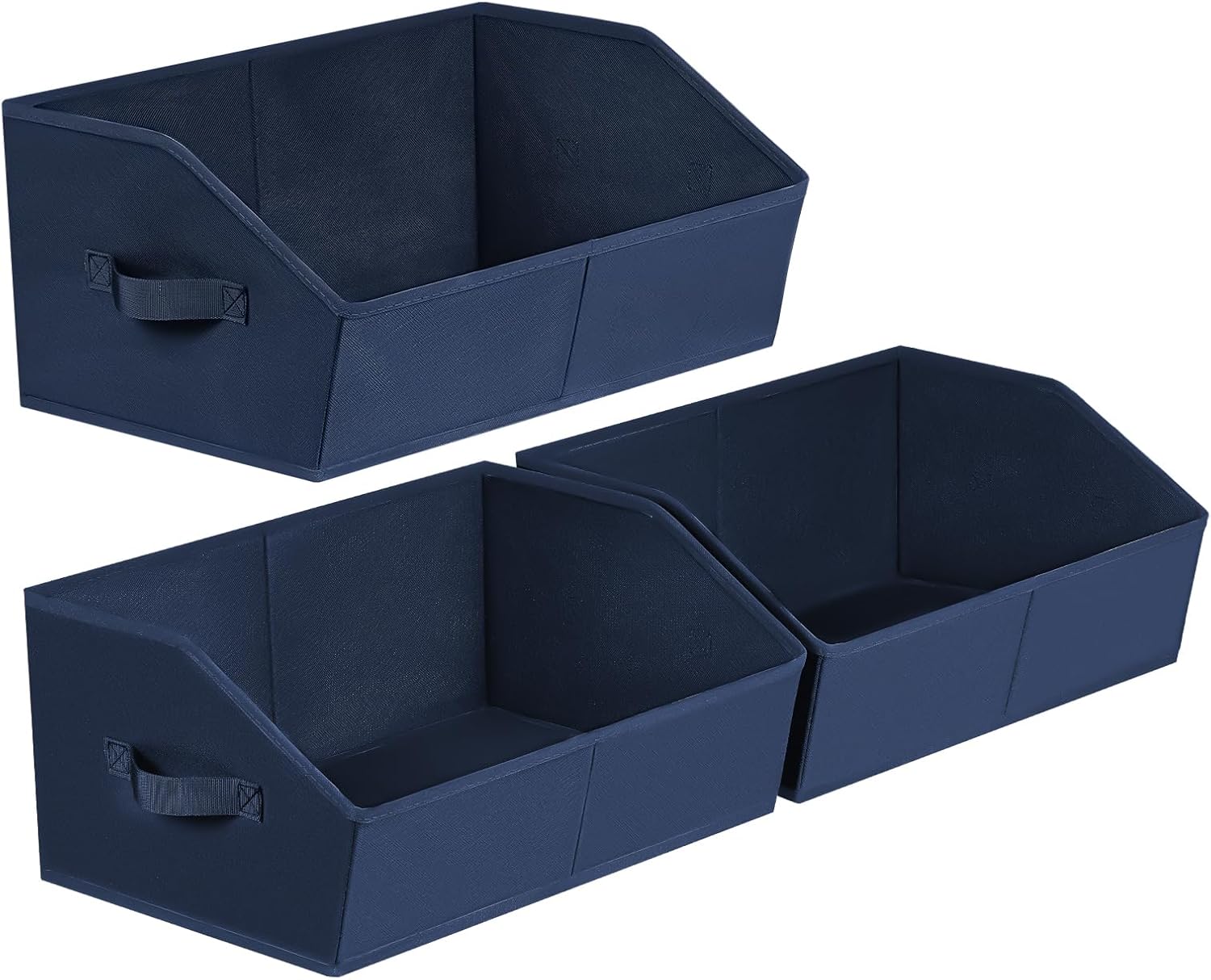 Moonval Trapezoid Closet Shelf Organizers, 3-Pack Large Fabric Storage Bins with Handles