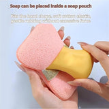 Moonval Bath Sponge Loofah, Dual-Sided Exfoliating Body Scrubber with Soap Pocket & Hand Strap