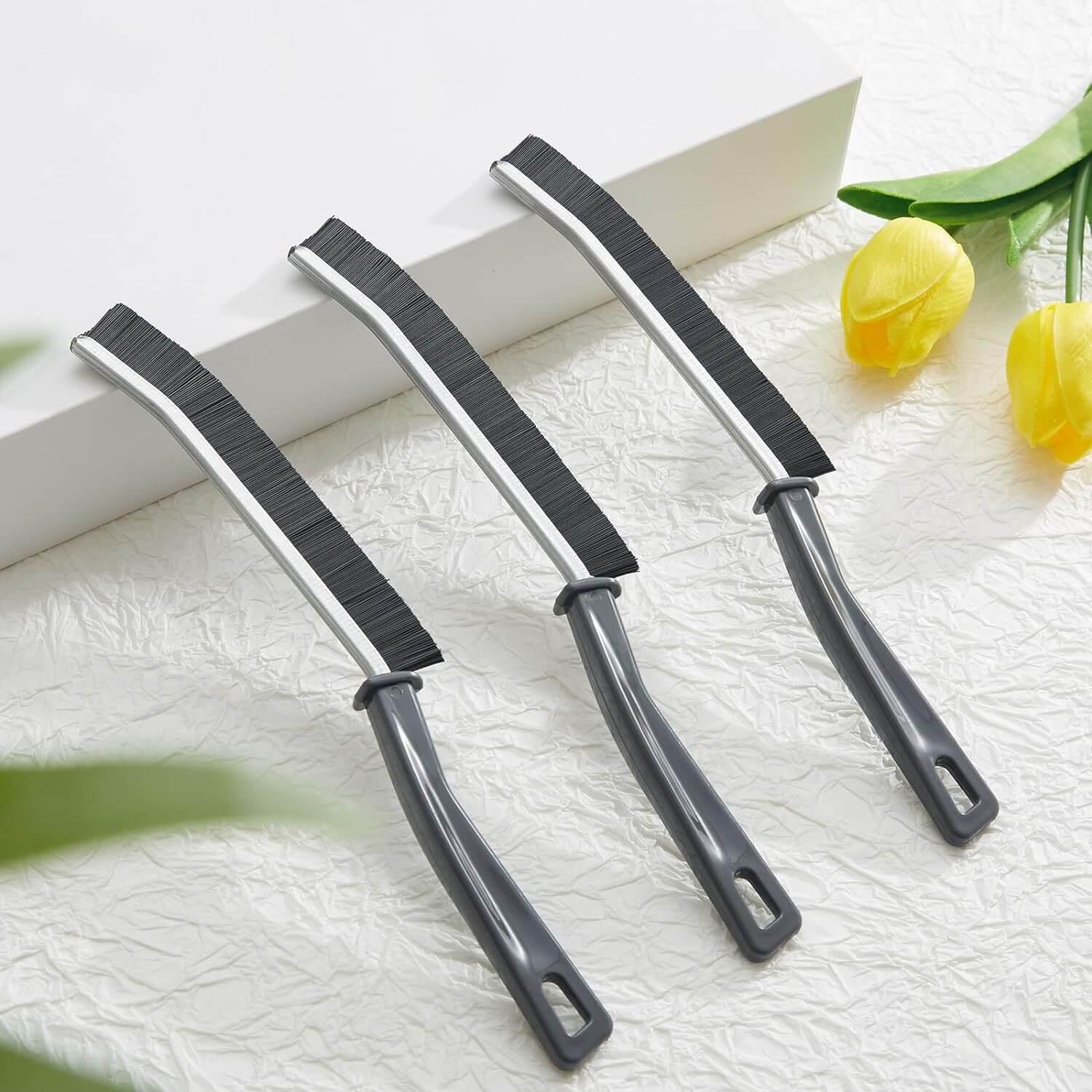 Moonval Crevice Cleaning Brush Set, 2-Pack Hard Bristle Gap Cleaner for Tiles, Grout & Corners