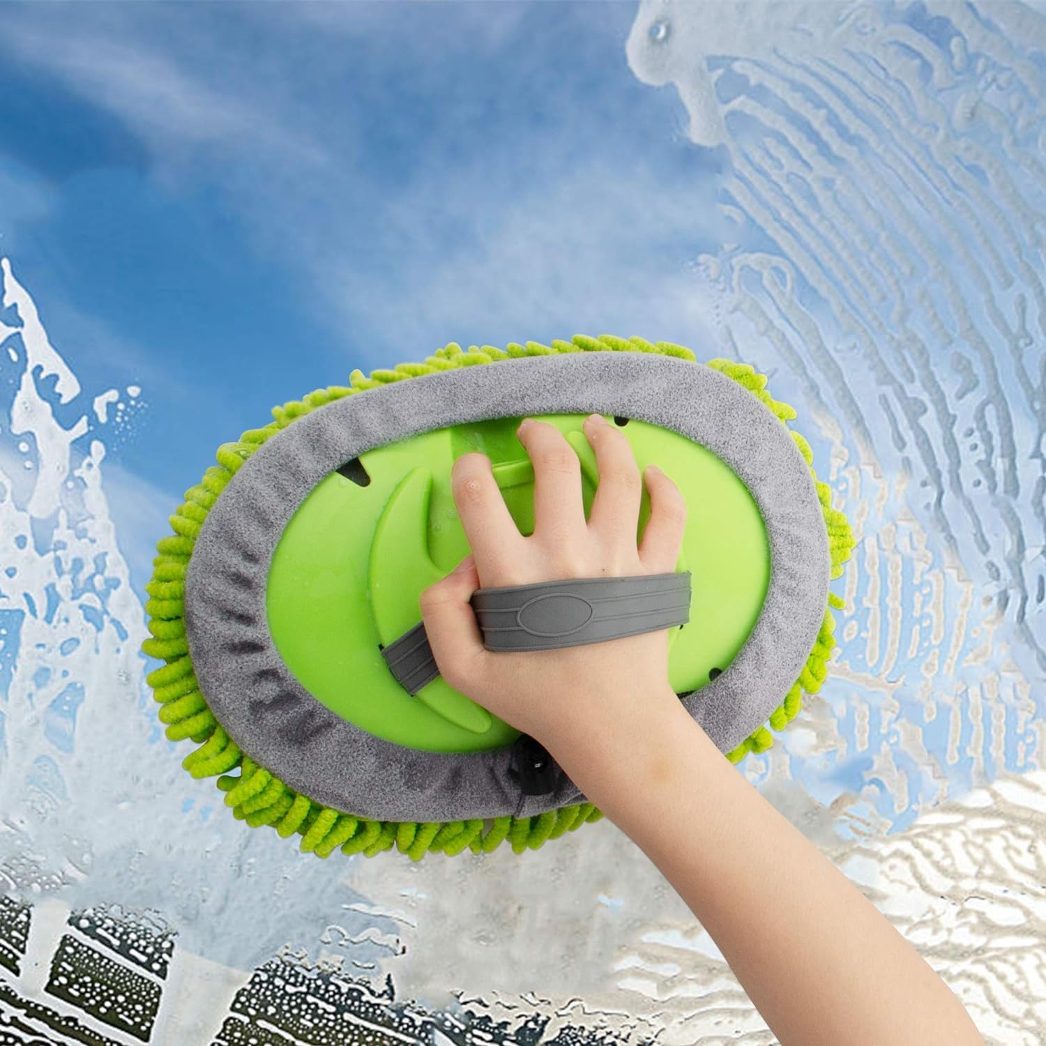 Moonval 2-in-1 Car Wash Brush Mop Kit, Extendable Microfiber Cleaning Mop for Cars & Home