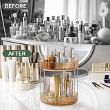 Moonval Makeup Organizer Carousel, 360° Rotating Vanity Storage Rack for Cosmetics & Skincare