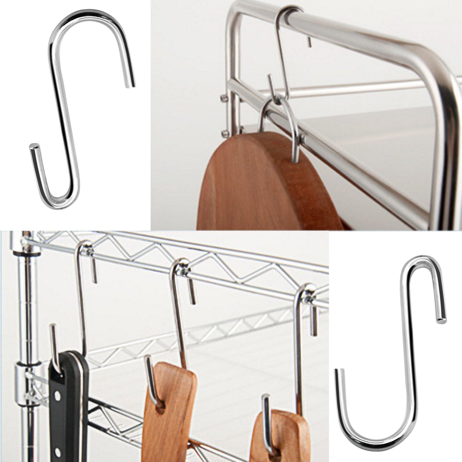 Moonval Heavy-Duty S Hooks, Metal Hanging Hooks for Kitchen, Closet & Garage
