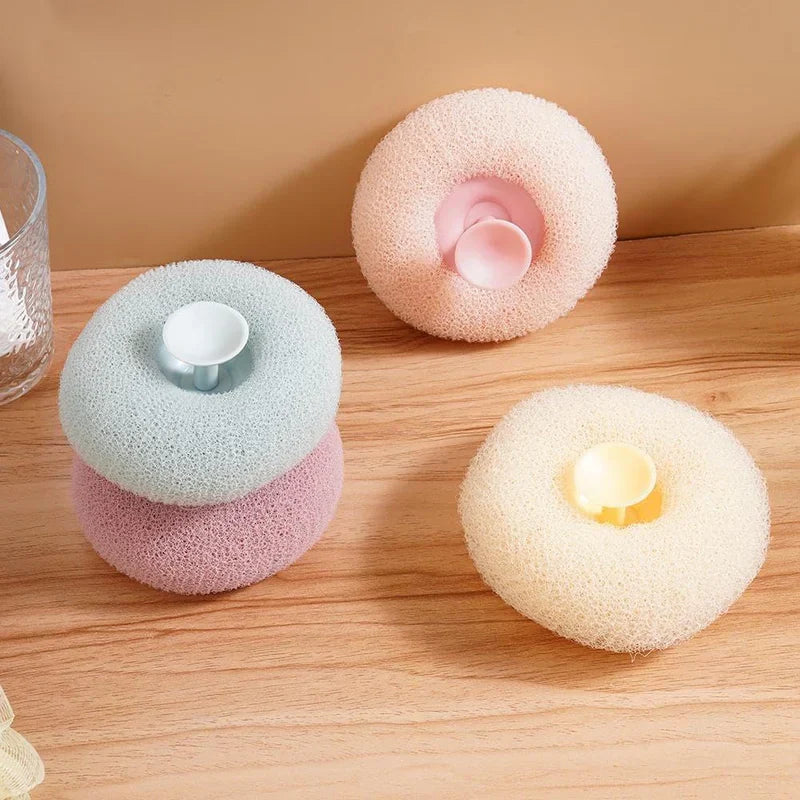 Moonval Suction Cup Bath Loofahs, Quick-Drying Body Scrub Sponges, Pack of 2