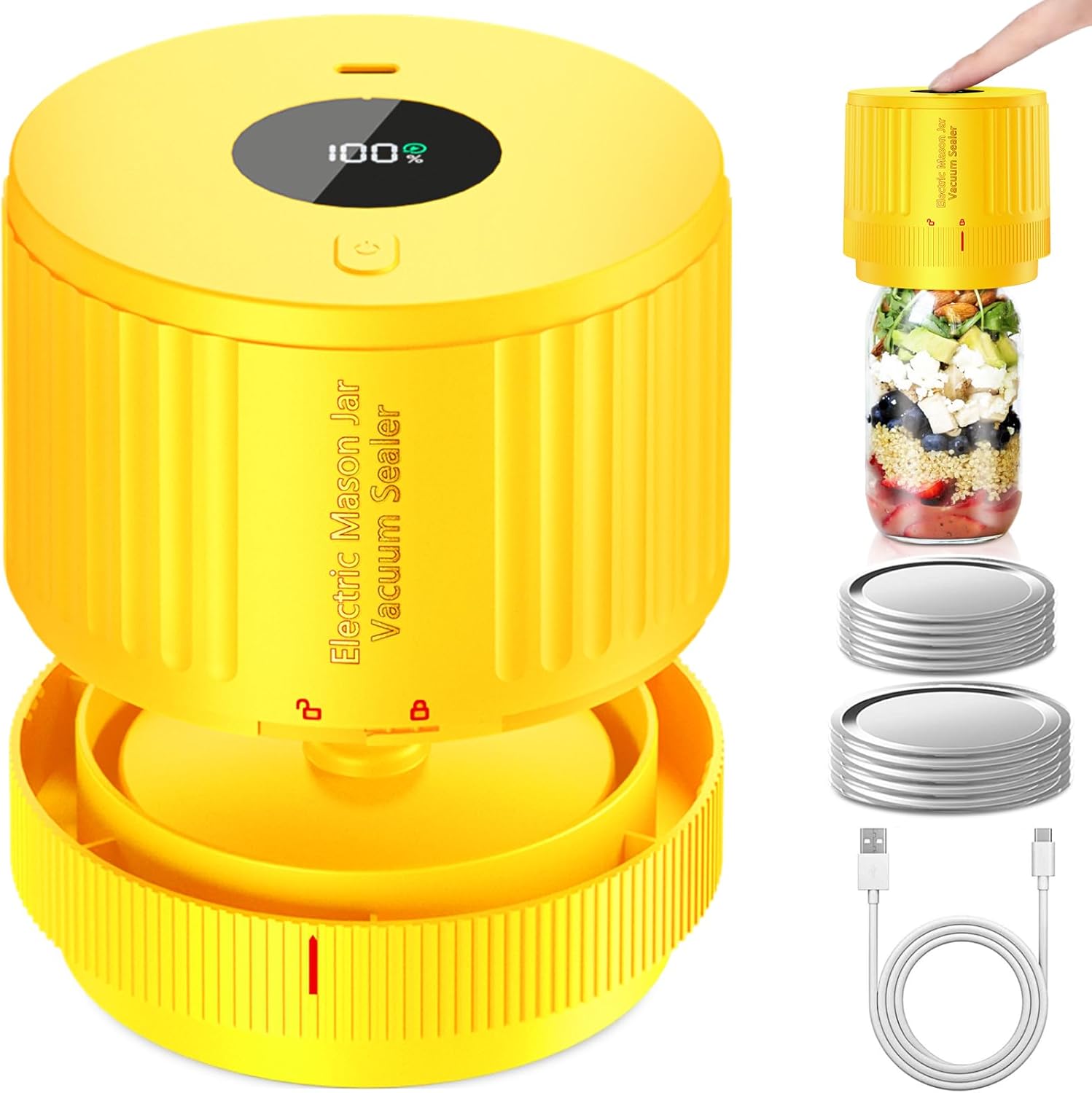 Moonval Electric Mason Jar Vacuum Sealer Kit, Food Saver for Wide & Regular Mouth Mason Jars