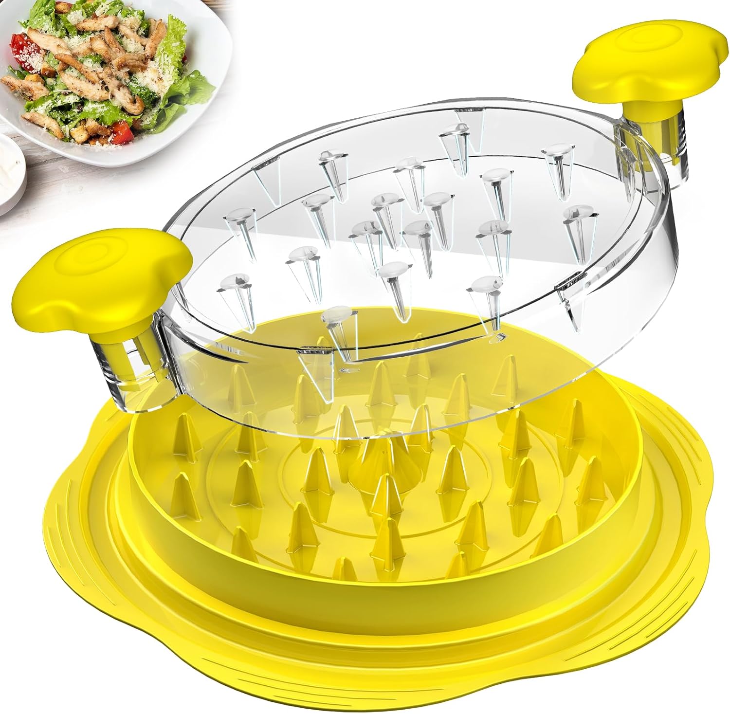 Moonval Chicken Shredder Tool, Large Twist Meat Shredder with Brush & Fork for Chicken, Pork & Beef