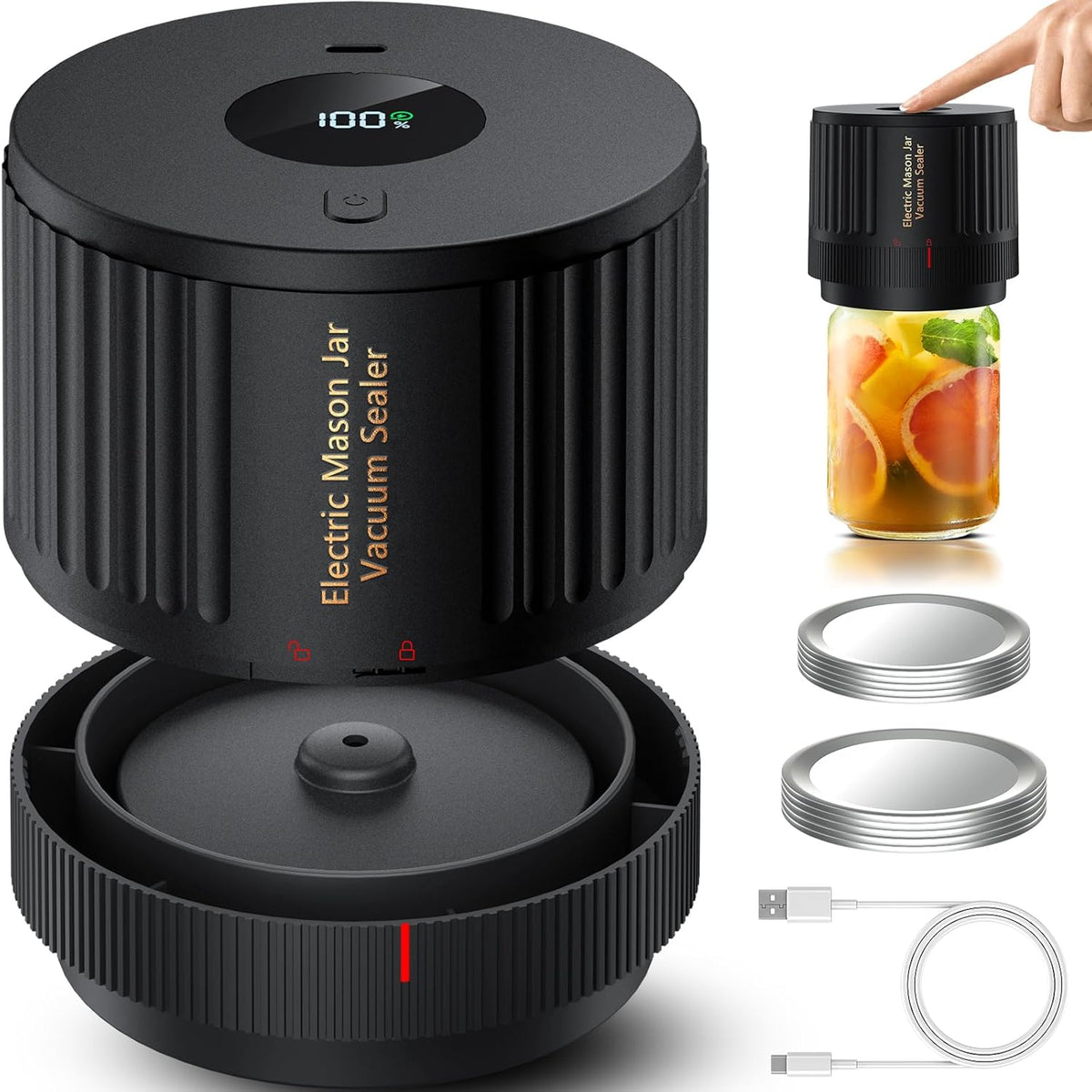 Moonval Electric Mason Jar Vacuum Sealer Kit, Food Saver for Wide & Regular Mouth Mason Jars