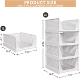 Moonval Stackable Closet Storage Baskets, 4-Pack Foldable Organizer Bins with Dividers for Clothes & Hats