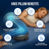 Moonval Memory Foam Knee Pillow, Leg Cushion with Adjustable Strap for Side Sleepers