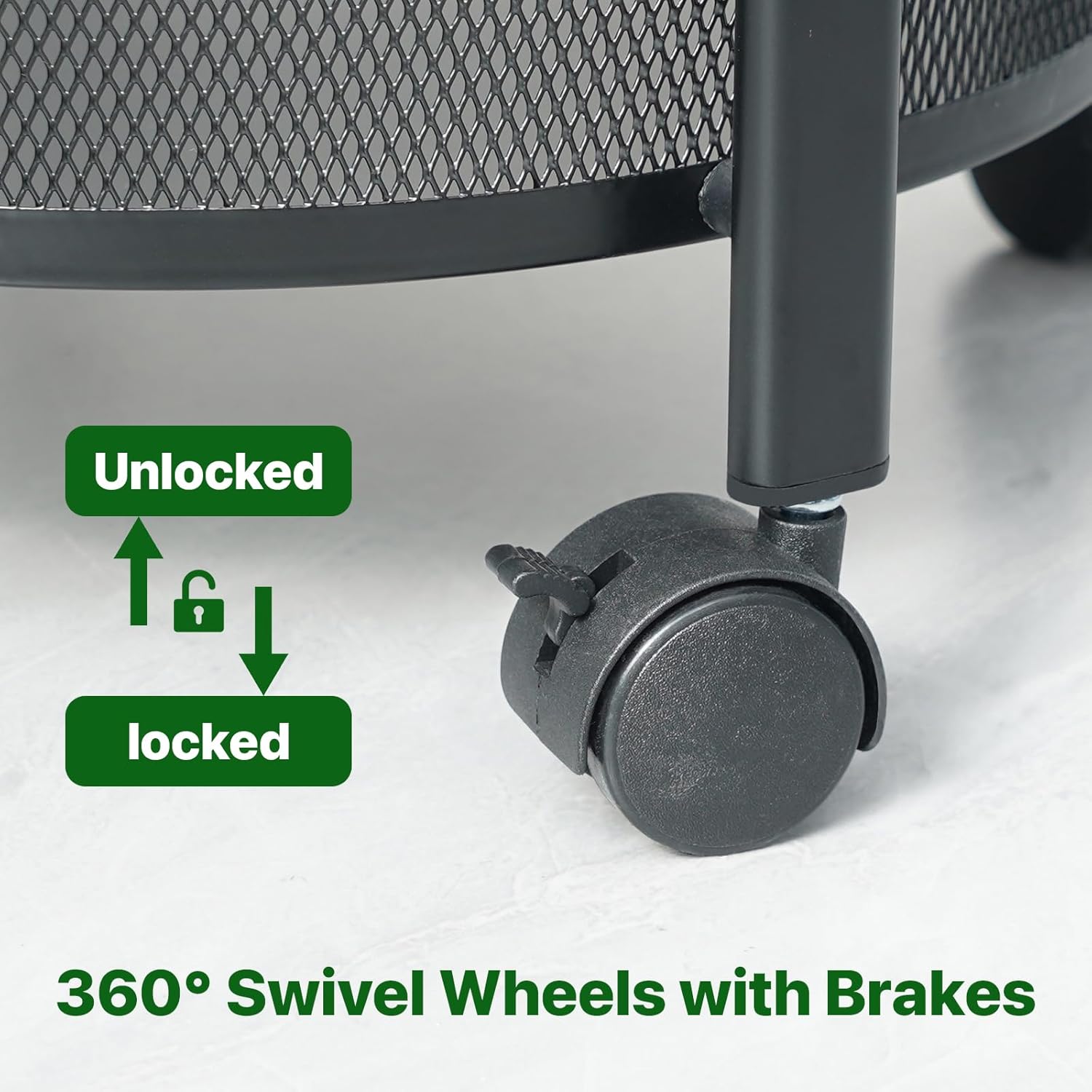 Moonval 3-Layer Rolling Foldable Cart, Collapsible Storage Trolley with 360° Locking Wheels