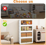 Moonval Stackable Storage Bins, Foldable Containers with Lids & Wheels