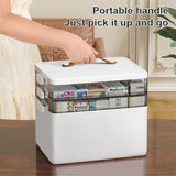 Moonval Medicine Organizer, 3-Tier Portable First Aid Storage Box with Leather Handle for Home