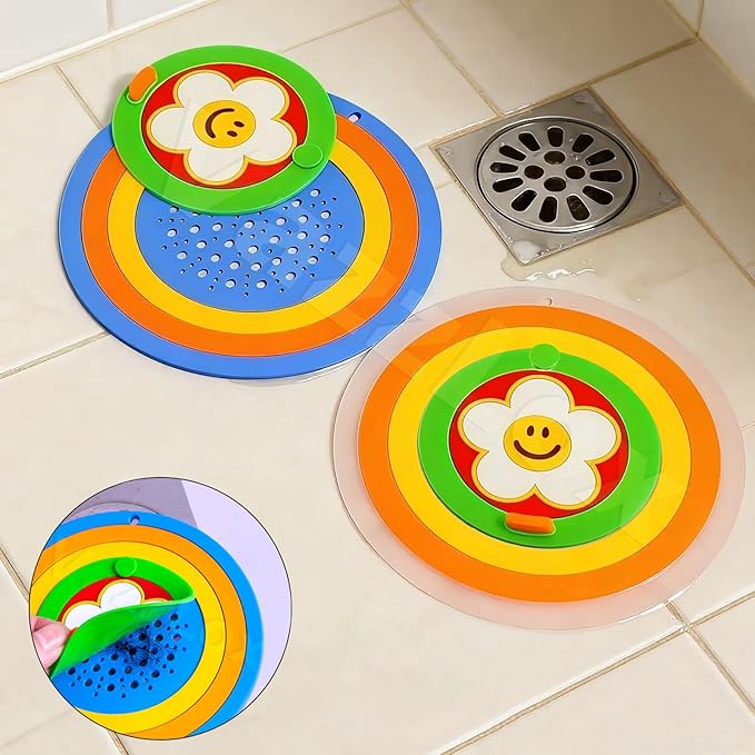 Moonval 2-in-1 Silicone Drain Cover, Hair Catcher and Stopper for Sink, Shower and Tub
