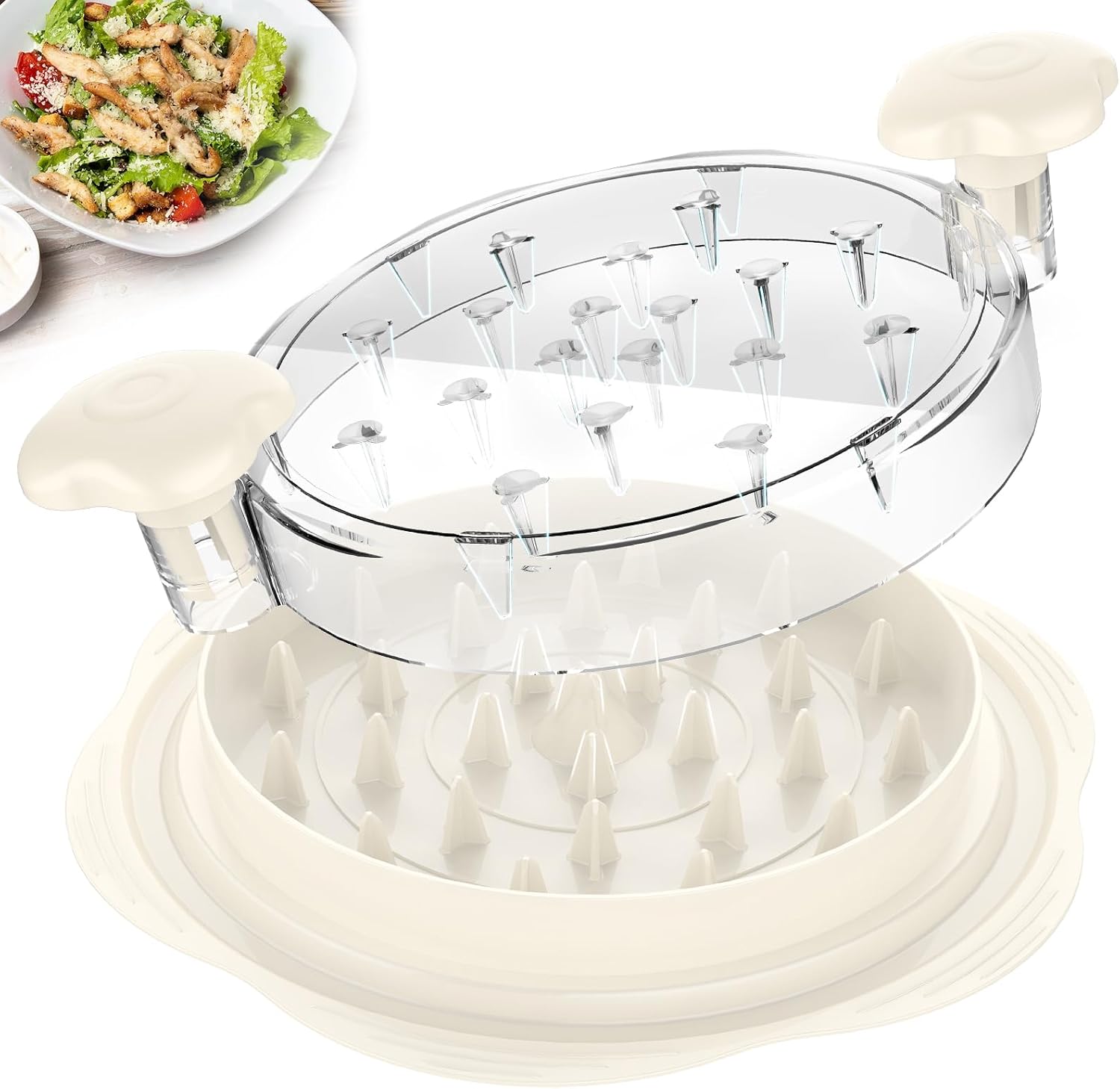Moonval Chicken Shredder Tool, Large Twist Meat Shredder with Brush & Fork for Chicken, Pork & Beef