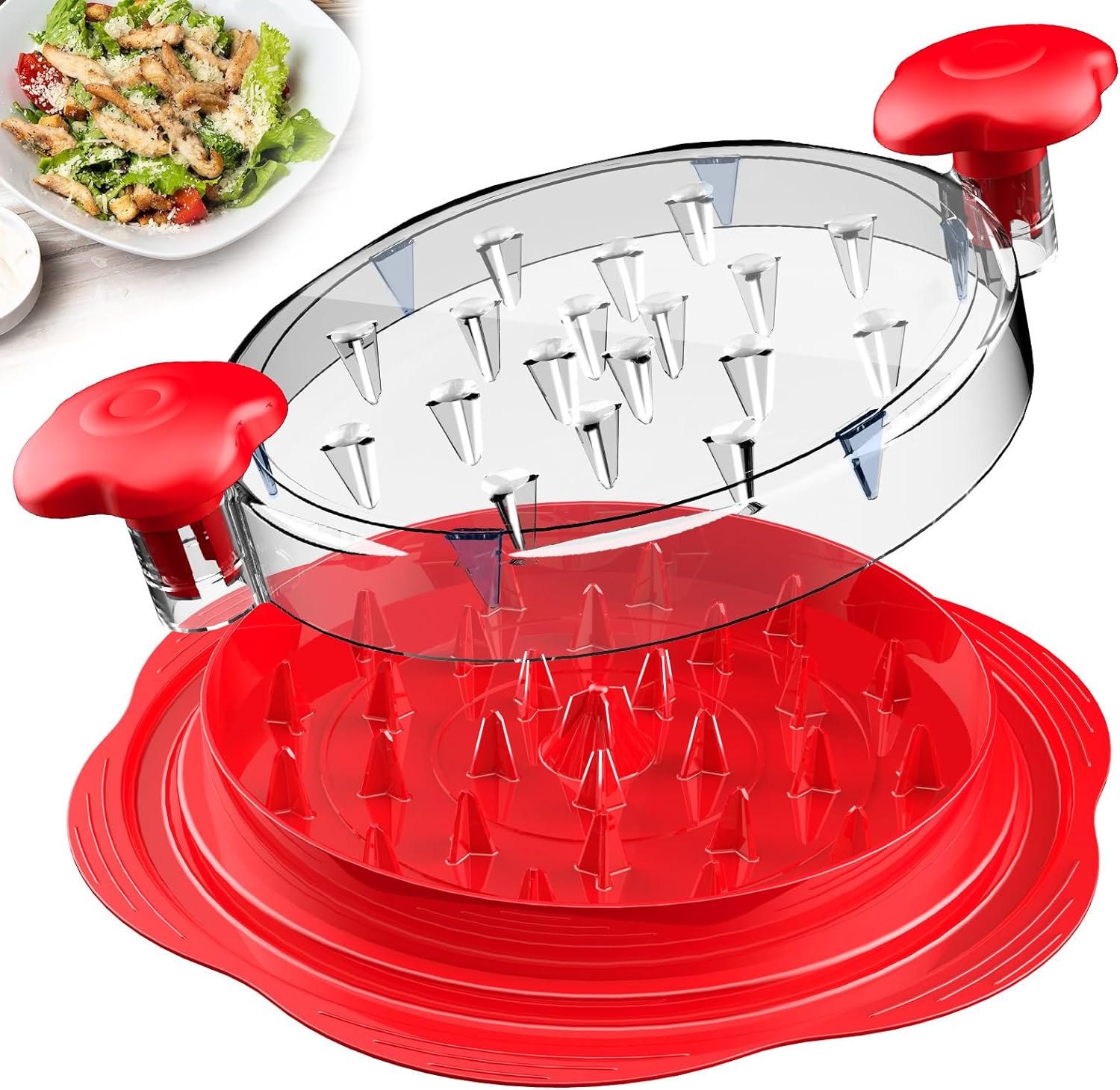 Moonval Chicken Shredder Tool, Large Twist Meat Shredder with Brush & Fork for Chicken, Pork & Beef