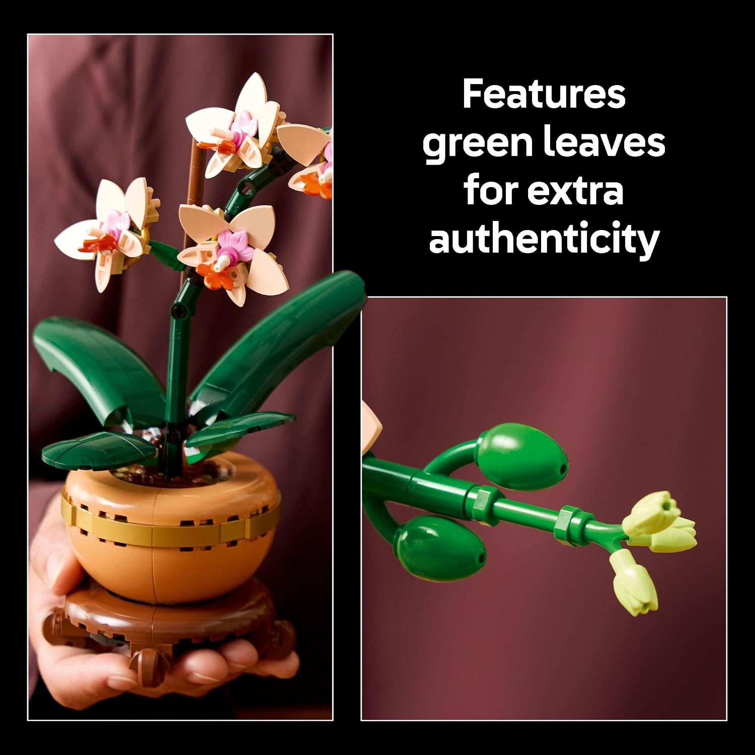 Moonval Mini Orchid Building Set, Decorative Artificial Flower Brick Kit for Home & Office Decor