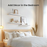Moonval Floating Wall Shelves, Set of 3 White Storage & Display Shelves with Invisible Brackets