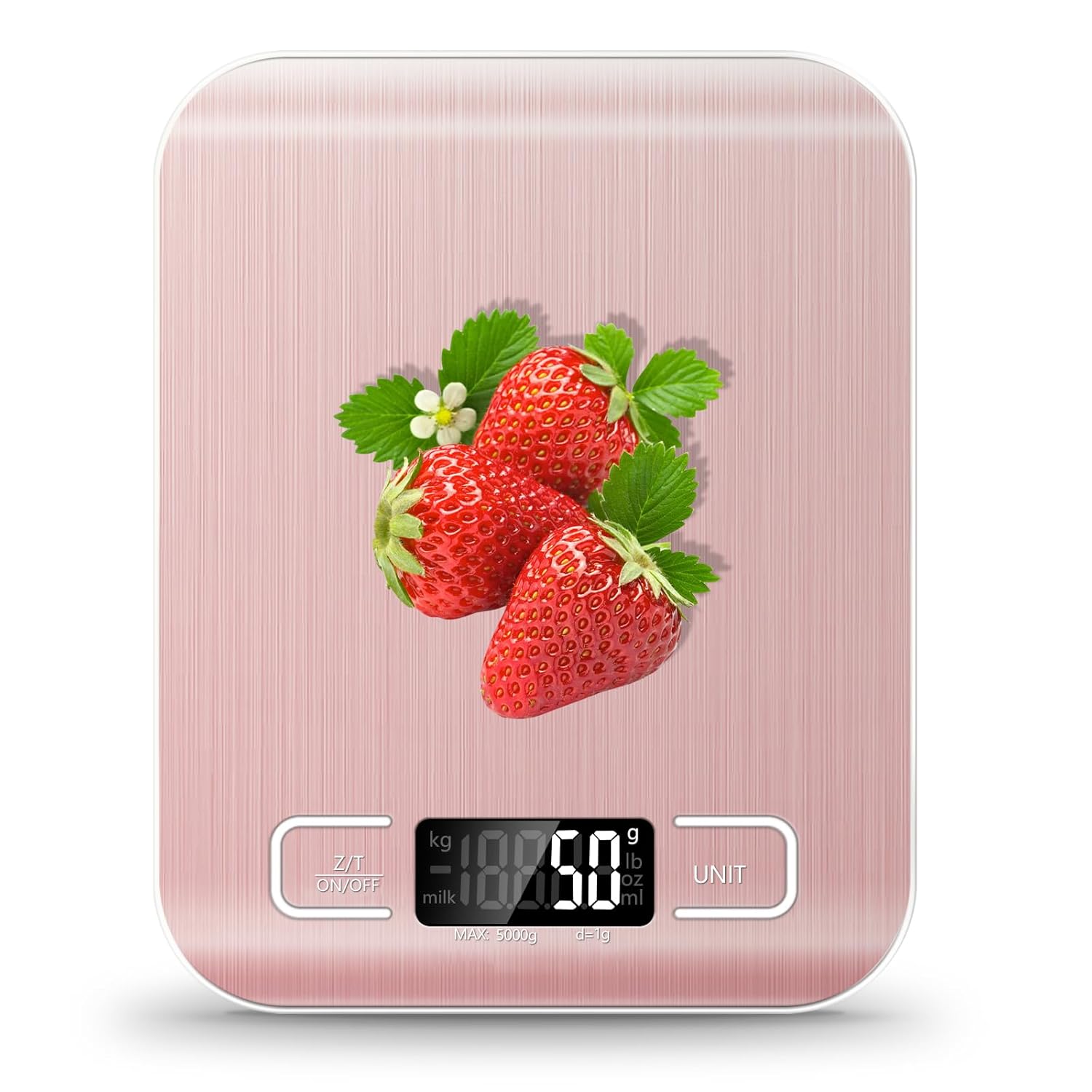 Moonval Digital Kitchen Food Scale, Stainless Steel 11 lb Scale with LCD Display, Tare Function & 6 Units