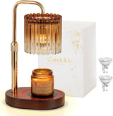 Moonval Candle Warmer Lamp, Height-Adjustable Dimmable Wax Warmer with Timer & 2 Bulbs