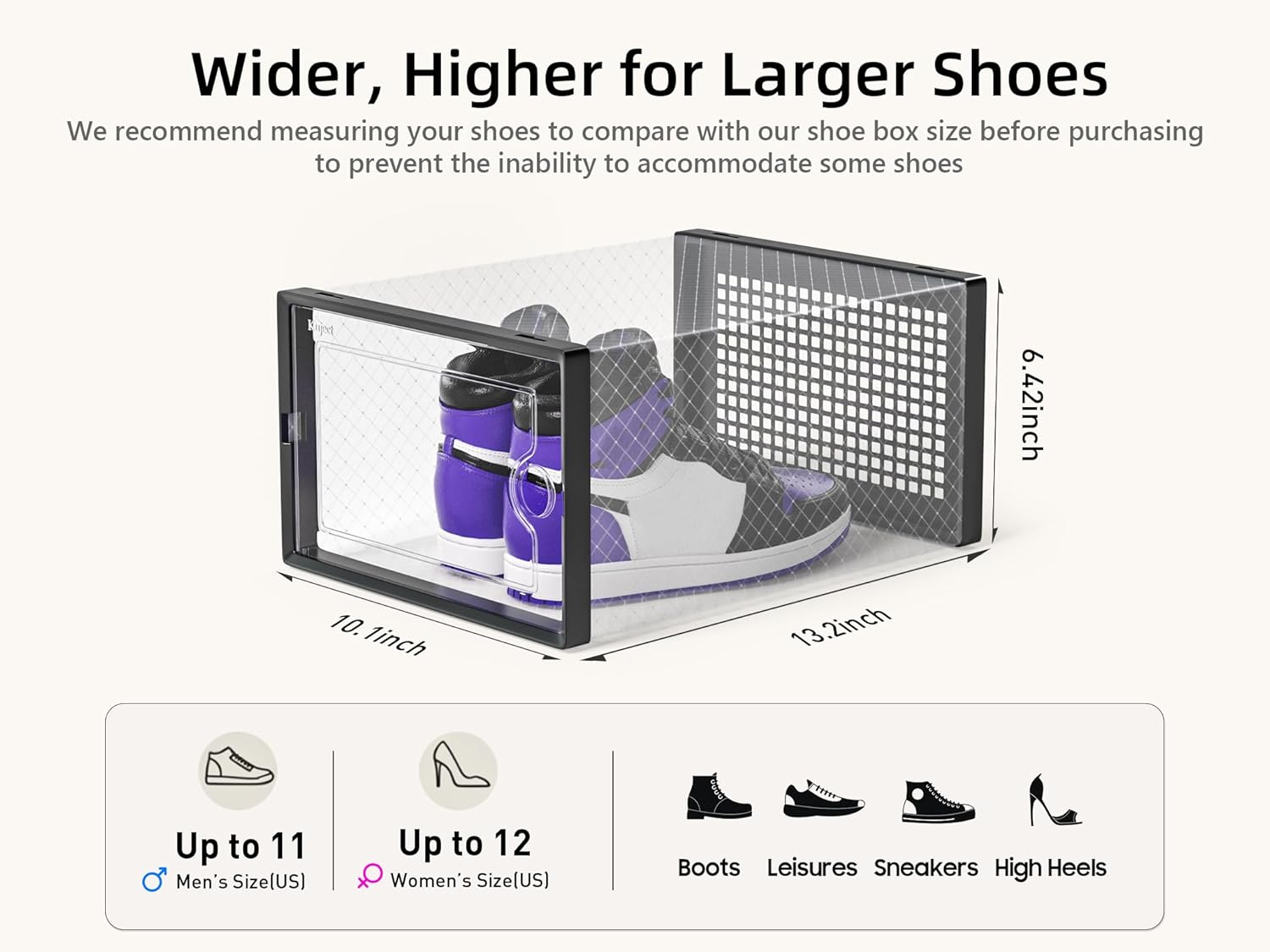 Moonval Shoe Storage Boxes, Clear Stackable Sneaker Organizer Bins with Front Opening