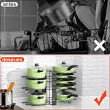 Moonval Adjustable Pot & Pan Organizer Rack, 2-in-1 Kitchen Cookware Storage Stand