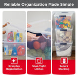 Moonval 32 Qt Stackable Storage Bins with Lids, 6-Pack Clear Plastic Closet Organizers