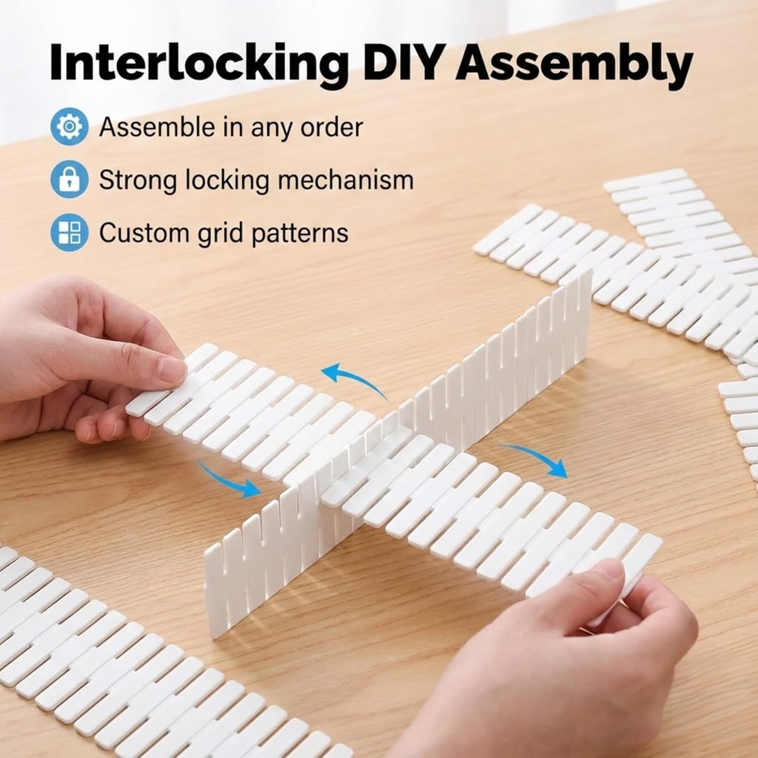 Moonval Drawer Organizer Dividers, Cut-to-Fit Interlocking Storage Grid, 10-Pack
