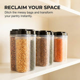 Moonval Storage Container, 4-Section 2500ml Clear Food Organizer with Lid for Snacks & Spices