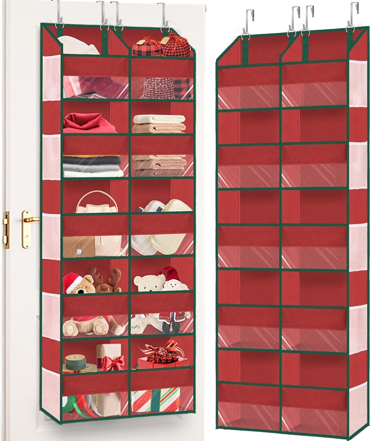 Moonval Over-the-Door Organizer, 5-Tier Hanging Storage with 10 Compartments, 80 lb Capacity