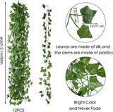 Moonval Artificial Ivy Garland, 12-Pack Hanging Greenery Vines for Home & Outdoor Decor, 84 ft