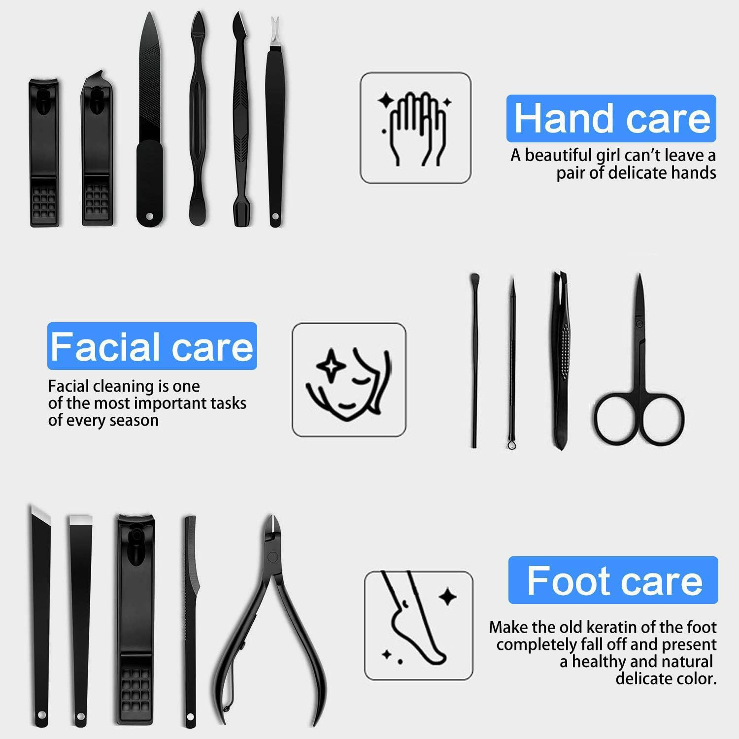 Moonval 23-Piece Manicure Set, Stainless Steel Nail Clippers & Grooming Kit with Travel Case