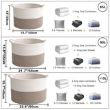 Moonval Woven Blanket Basket, Cotton Rope Storage Hamper with Handles for Laundry, Toys & Blankets