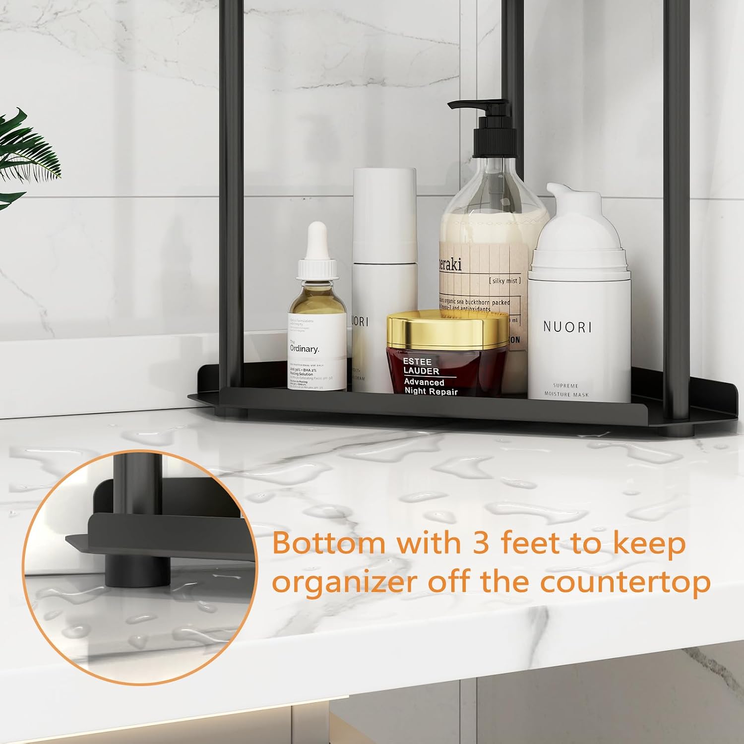 Moonval Corner Countertop Organizer, 3-Tier Vanity Shelf for Makeup, Skincare, Kitchen & Bathroom